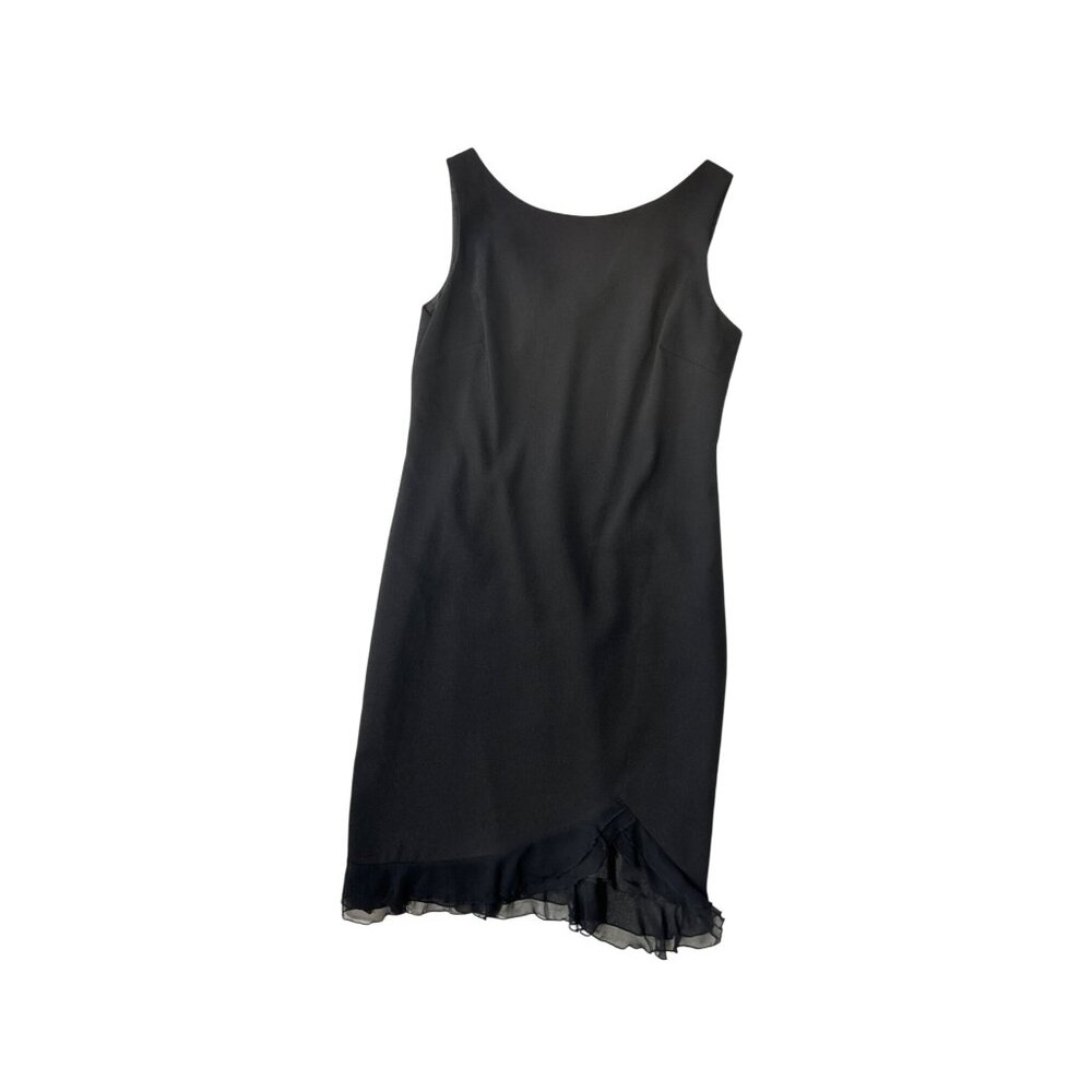 Talbots Petite Black Sleeveless Sheath Dress With Ruffle Hem Size 8P 1723